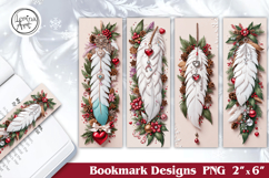 Christmas Feather Printable Bookmark 4 PNG Product Image 1