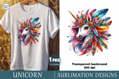 Unicorn Boho Sublimation design PNG Product Image 1
