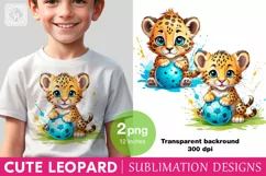 Cute Leopard Watercolor clipart, print design PNG Product Image 1