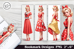 Vintage Girl. Vintage Printable Bookmark 4 PNG Product Image 1