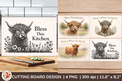 Highland Cow Cutting Board Bundle | 28 Farmhouse Kitchen PNG Product Image 4