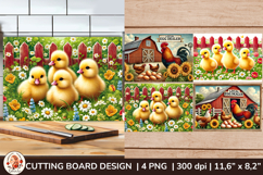 Kitchen Cutting Board ,Cute Chicken, Farm Sublimation Product Image 1