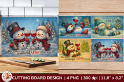 Christmas Cutting Board, Cute Snowman with wine Product Image 1