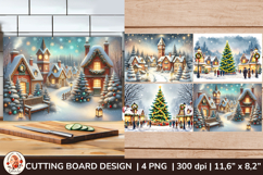 Christmas Village Cutting Board Sublimation Product Image 1