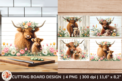 Cutting Board ,Cute Mother and Baby Highland Cow Product Image 1