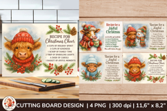 Rustic Christmas Cutting Board Designs with Highland Cow Product Image 1