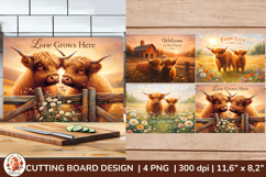 Cutting Board , Highland Cow, Kitchen Sublimation Product Image 1
