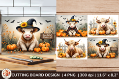 Fall Cutting Board ,Autumn Highland Cow, Farm Sublimation Product Image 1