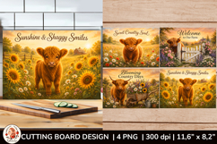 Cutting Board , Highland Cow, Kitchen Sublimation Product Image 1