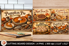 Vintage fall cutting board PNG with pumpkin pie Product Image 1