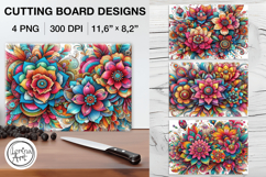 Boho Flowers Cutting Board Designs / 4 PNG Product Image 1