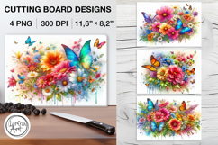 Butterflies And Flower Cutting Board Designs / 4 PNG Product Image 1
