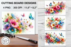 Butterflies And Flower Cutting Board Designs / 4 PNG Product Image 1
