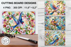 Stained Glass Spring Bird Cutting Board Designs / 4 PNG Product Image 1