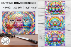 Stained Glass Cute Owl Cutting Board Designs / 4 PNG Product Image 1