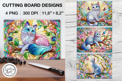 Stained Glass Cute Cat Cutting Board Designs / 4 PNG Product Image 1