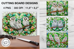 Stained Glass Cute Owl Cutting Board Designs / 4 PNG Product Image 1