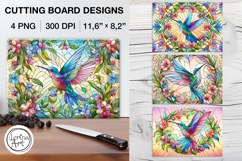 Stained Glass Hummingbird Cutting Board Designs / 4 PNG Product Image 1