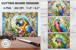 Stained Glass Parrot Cutting Board Designs / 4 PNG Product Image 1