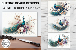Peacock Cutting Board Designs / 4 PNG Product Image 1
