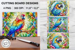 Stained Glass Parrot Cutting Board Designs / 4 PNG Product Image 1