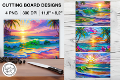 Stained Glass Sunset Cutting Board Designs / 4 PNG Product Image 1
