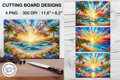 Stained Glass Sunset Cutting Board Designs / 4 PNG Product Image 1