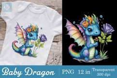 Baby Dragon 4PNG watercolor floral clipart Product Image 2