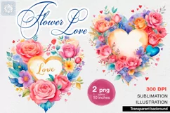 Watercolor Flower Love. 2 PNG watercolor floral clipart Product Image 1