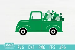 St Patricks Day Green Vintage Truck With Shamrocks SVG Product Image 2