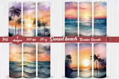 Sunset Beach Tumbler | Summer Beach Tumbler Wrap Product Image 1