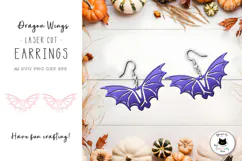 Dragon Wings Earrings Laser Cut File | Fantasy SVG Design Product Image 1