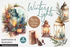 Winter Lights 8 Watercolor Cliparts PNG sublimation Product Image 1
