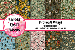 Birdhouse Village Seamless Pattern Product Image 1