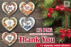 12 Christmas Heart Stickers|Printable cutting PNG Product Image 1