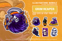 Haunted Grim Reaper Halloween Figures Creepy Skull Vector Product Image 1
