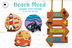 Layered Round Summer Sign SVG | Beach Laser Cut Decor Product Image 1