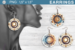 Day &amp; Night earrings sublimation designs, 3 PNG Product Image 1
