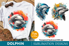 Watercolor Dolphin Sublimation design PNG Product Image 1