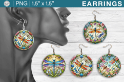 Dragonfly earrings sublimation designs, 4 PNG Product Image 1