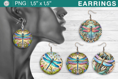 Dragonfly earrings sublimation designs, 4 PNG Product Image 1