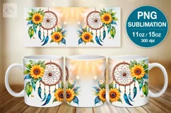 Dream Catcher PNG sublimation. 11 & 15 oz mug wraP Product Image 1