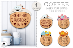 Funny Coffee Signs Laser Cut | Layered Home Decor Signs Product Image 1