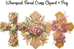 Whimsical Floral Cross Png Clipart Product Image 1