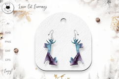 Christmas Earrings Laser Cut | Reindeer Earrings SVG Product Image 1