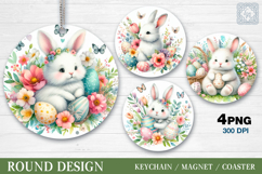 Easter Bunny. Coaster / keychain / magnets design PNG Product Image 1