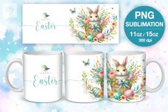 Easter Bunny PNG sublimation. 11 &amp; 15 oz mug wrap Product Image 2