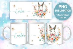 Easter Bunny PNG sublimation. 11 &amp; 15 oz mug wrap Product Image 4
