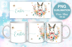 Cute Bunny. Easter mug Sublimation | 11 &amp; 15 oz mug wrap Product Image 1