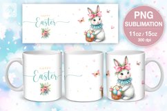 Easter Bunny PNG sublimation. 11 &amp; 15 oz mug wrap Product Image 3